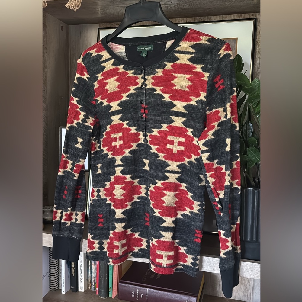 LRL Ralph Lauren Jeans Co - Women's Henley - Aztec Print